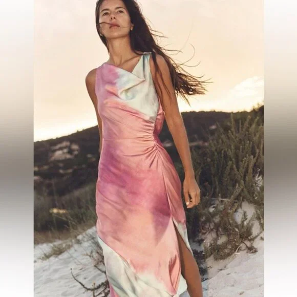 ZARA TIE DYE PRINT MIDI DRESS